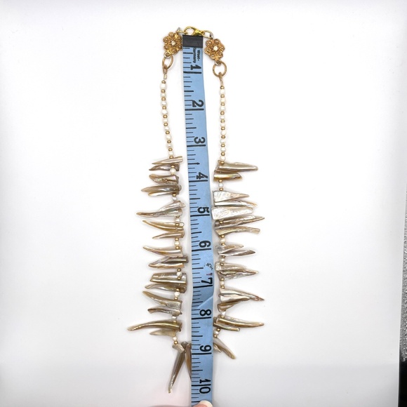 Statement Necklace Natural Shell Freshwater Pearl Czech Glass - Picture 8 of 16